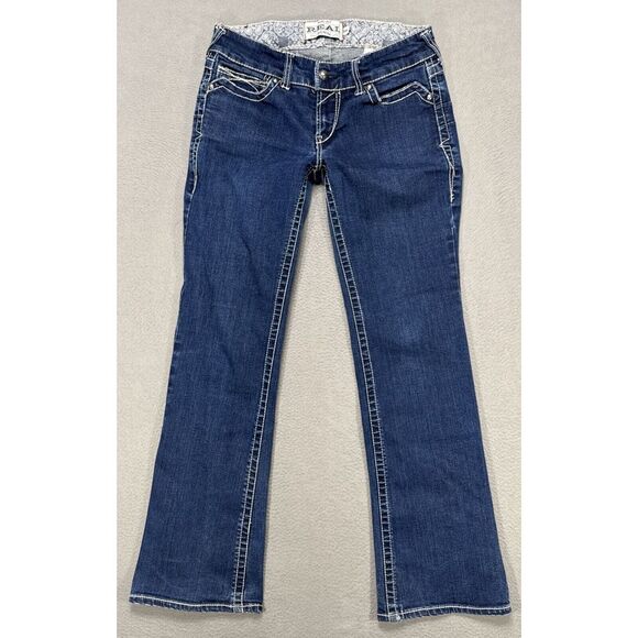 Ariat Real Bootcut Jeans Womens 29S (28x30) Low Cowgirl Western Dark Wash Denim‎ - Picture 1 of 15